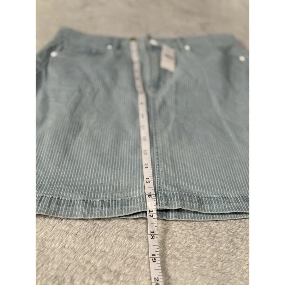 New Loft Denim‎ Blue Striped A Line Americana Skirt Size 10 Bottom Stretch